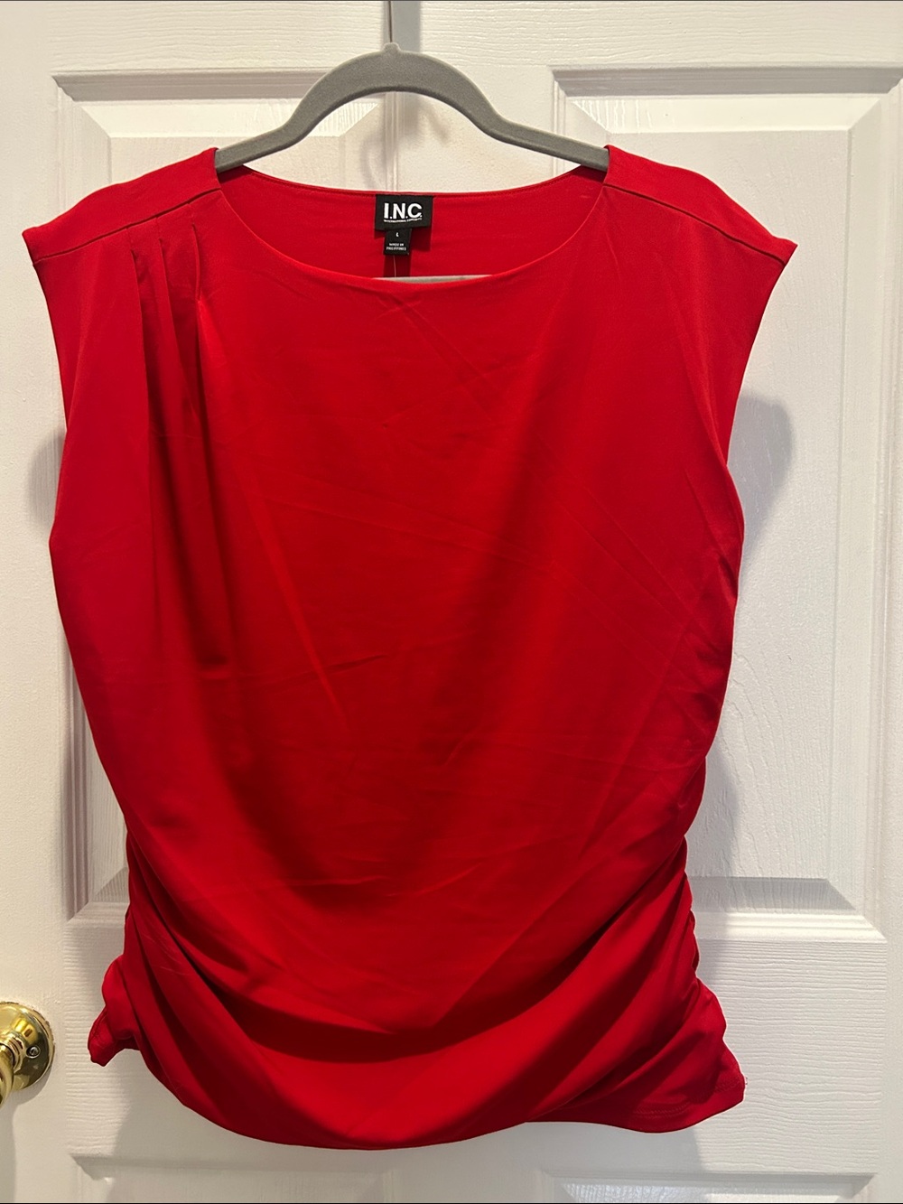 INC NWT Red Draped Cap Sleeve Blouse size L